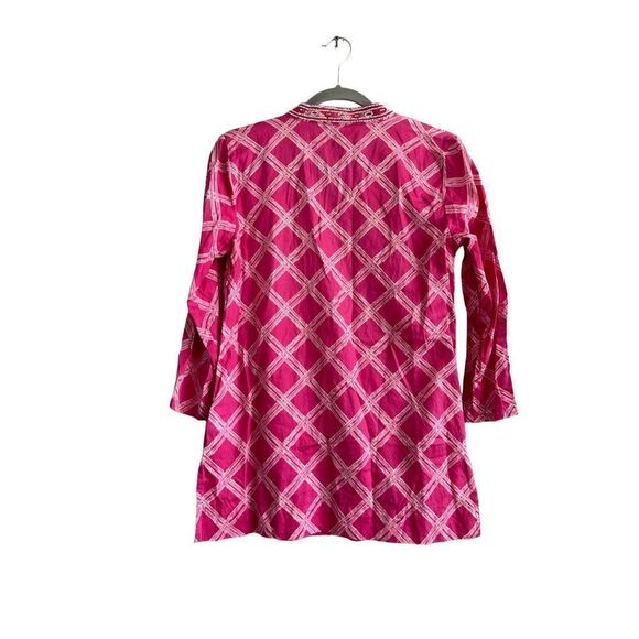 346 Brooks Brothers beaded embroidered tunic 3/4 sleeve women’s pink top S boho - Picture 4 of 7
